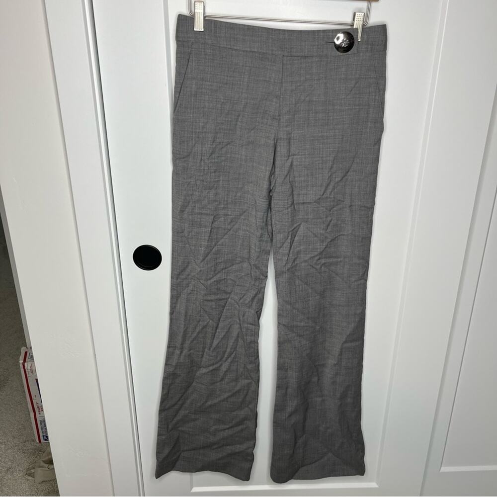 Tory Burch Myahh Grey Plaid Printed Mid Rise Wool Blend Bootcut Trousers Size 4